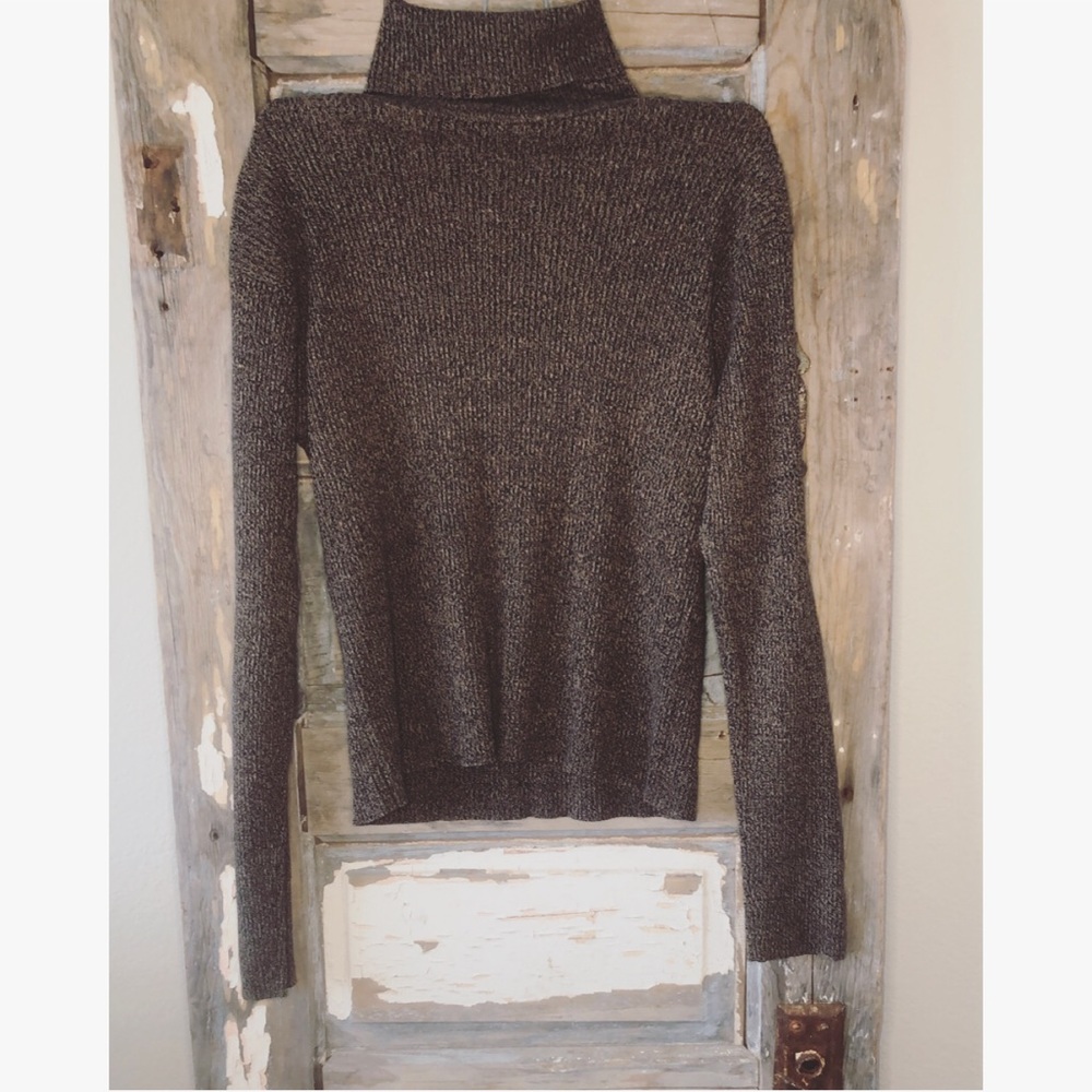 Dress Barn Sweater Turtleneck Brown Black XL